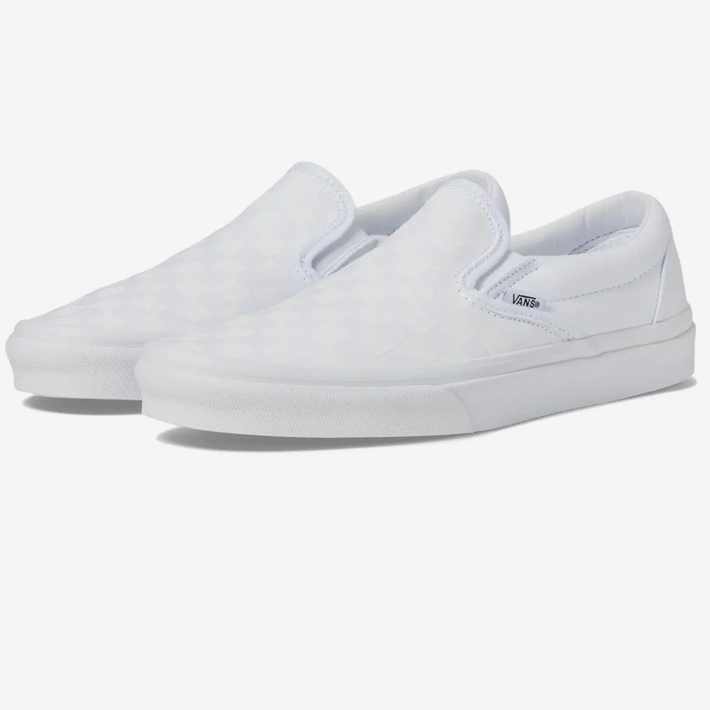VANS Classic Slip On Checkerboard in color True White- size 6M/7.5W